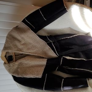 Faux shearling lined coat